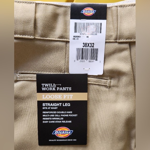 👖Dickies Men's Loose Fit Double Knee Twill Work Pants - Khaki - Size 38x32 - Picture 2 of 11